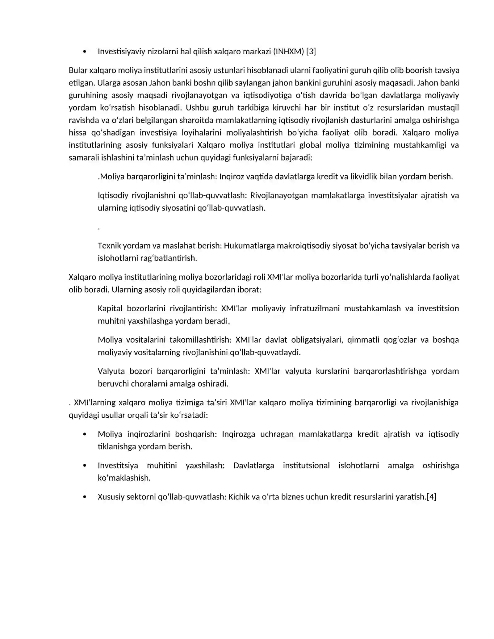 XALQARO MOLIYA INSTITUTLARINING XALQARO MOLIYA BOZORIDAGI O‘RNI 2
