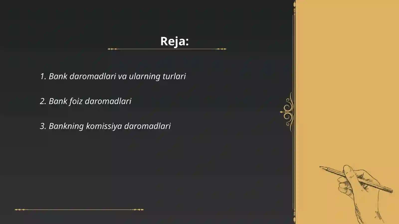 Banklarda daromadlar hisobi 2