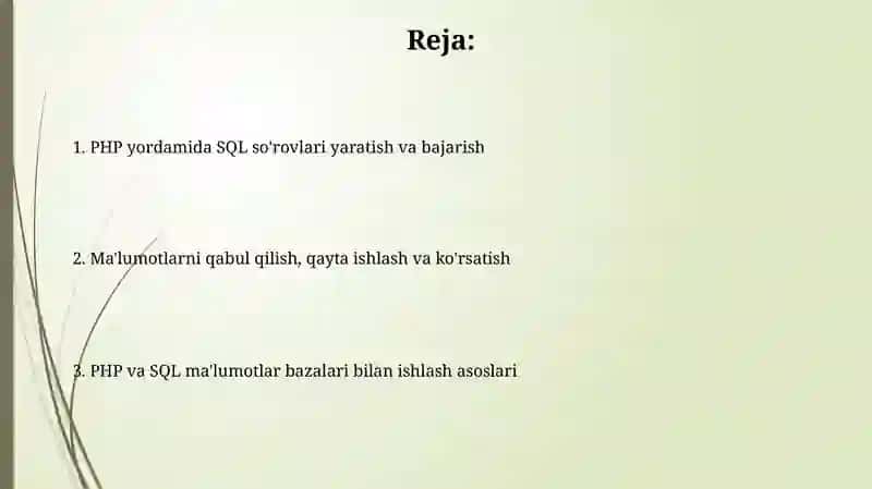 PHP yordamida SQL ma'lumotlar bazasida ishlovchi dasturlar yaratish 2