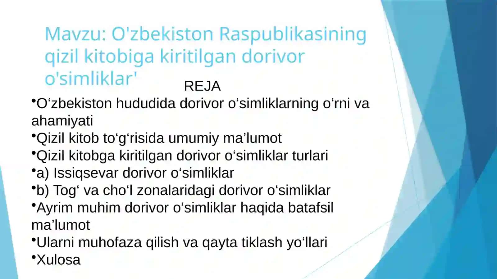 O'zbekiston Respublikasining qizil kitobi ga kiritilgan dorivoro'simliklar 2
