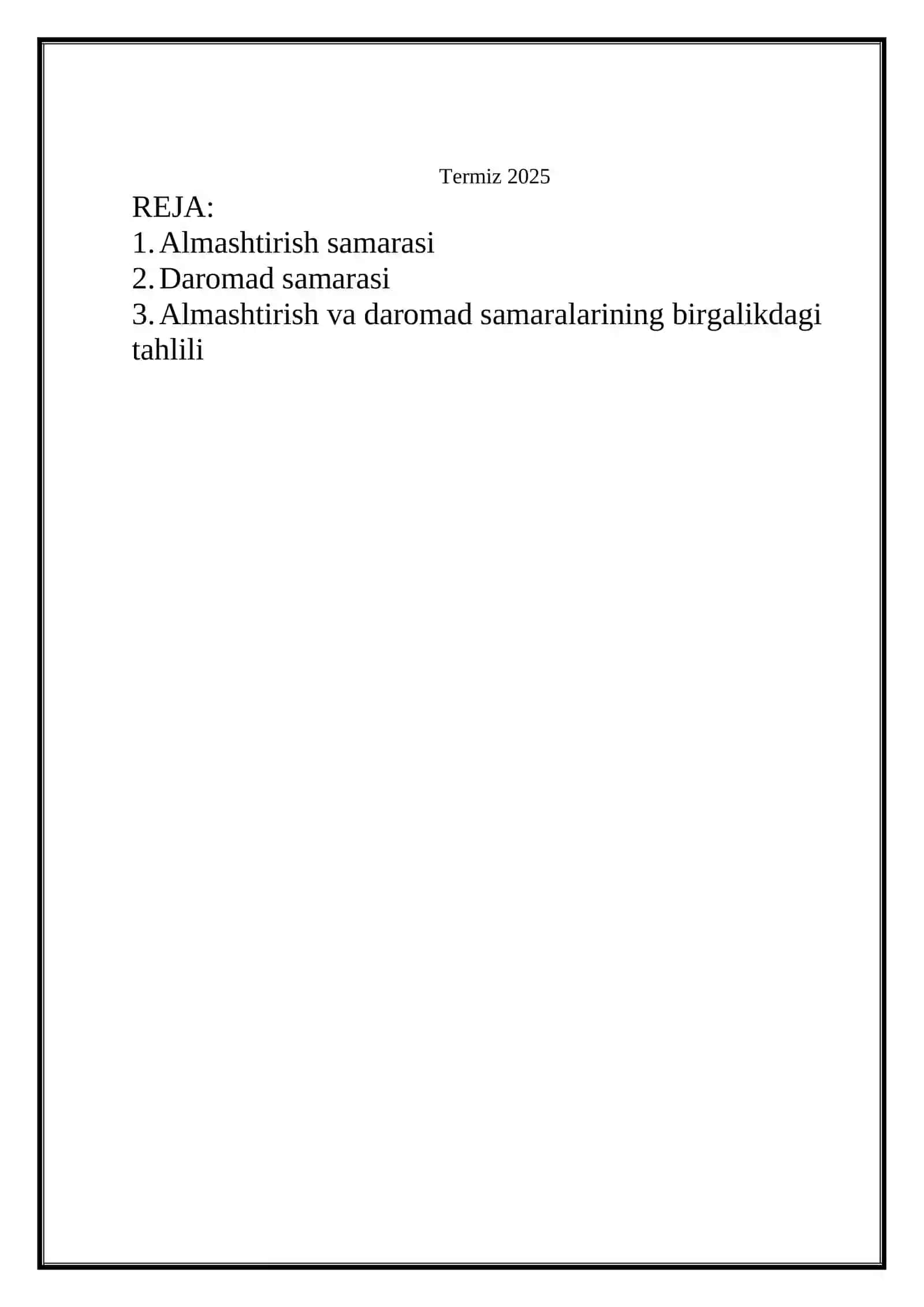 Almashtirish samarasi 2