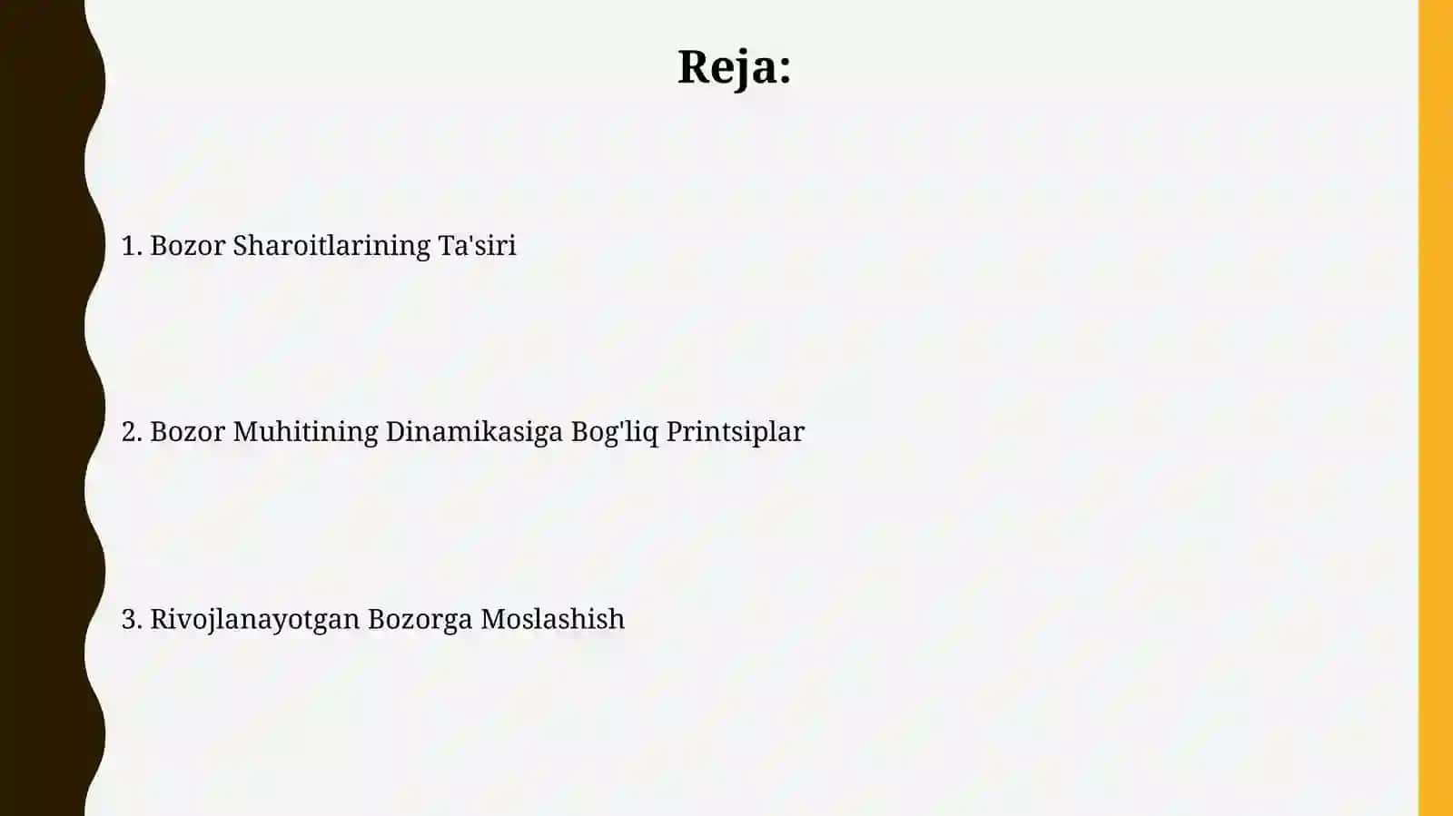 Bozor muhitining harakati bilan shartlangan tamoyillar 2