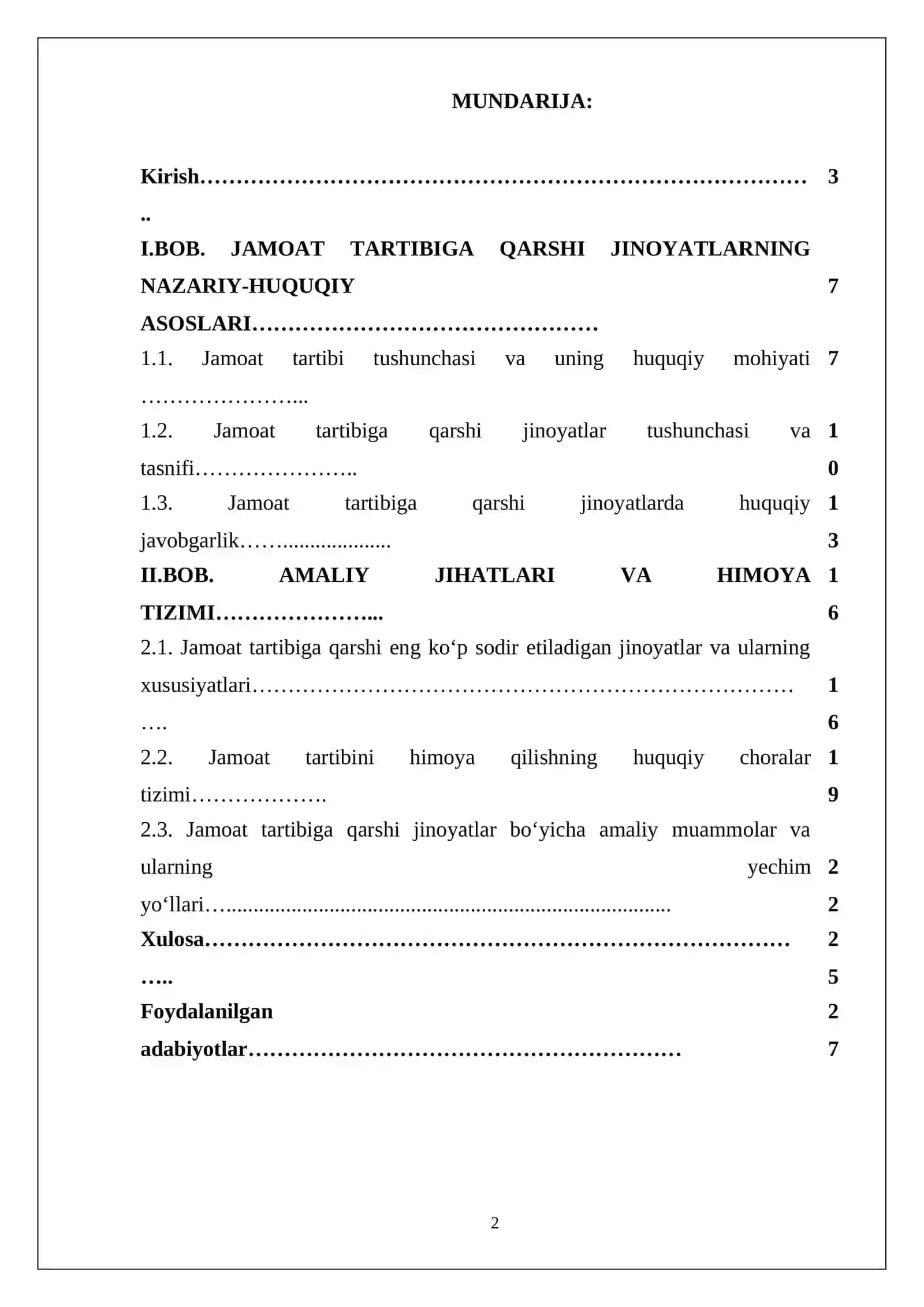 Fuqarolik, jinoyat huquqi va protsessi kafedrasi "Jinoyat huquqi" fani boʻyicha KURS ISHI 2