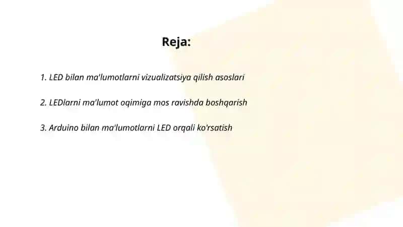 Ma'lumotlarni harakatga svetodiodni qo'shish 2