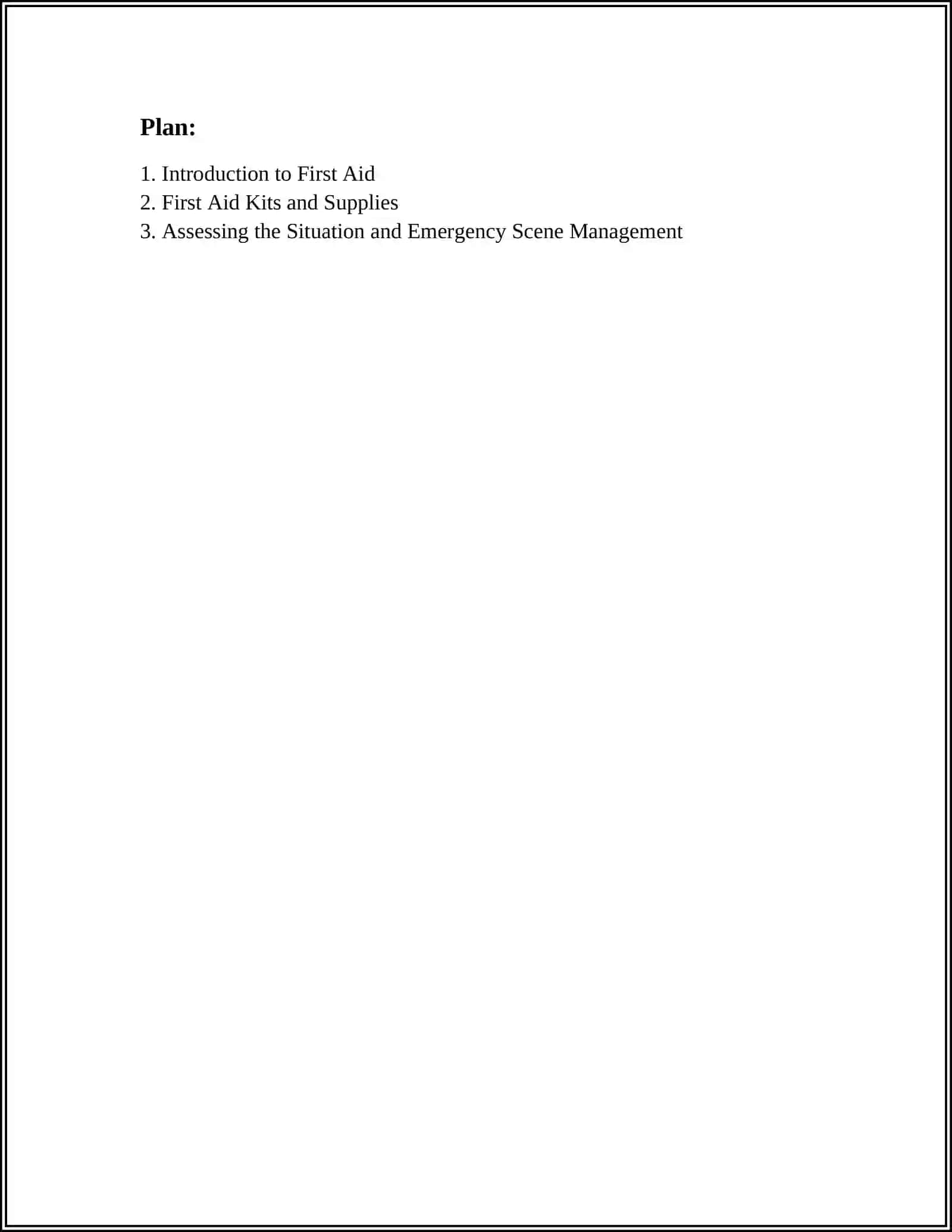 Theme: A FIRST AID MANUAL 2