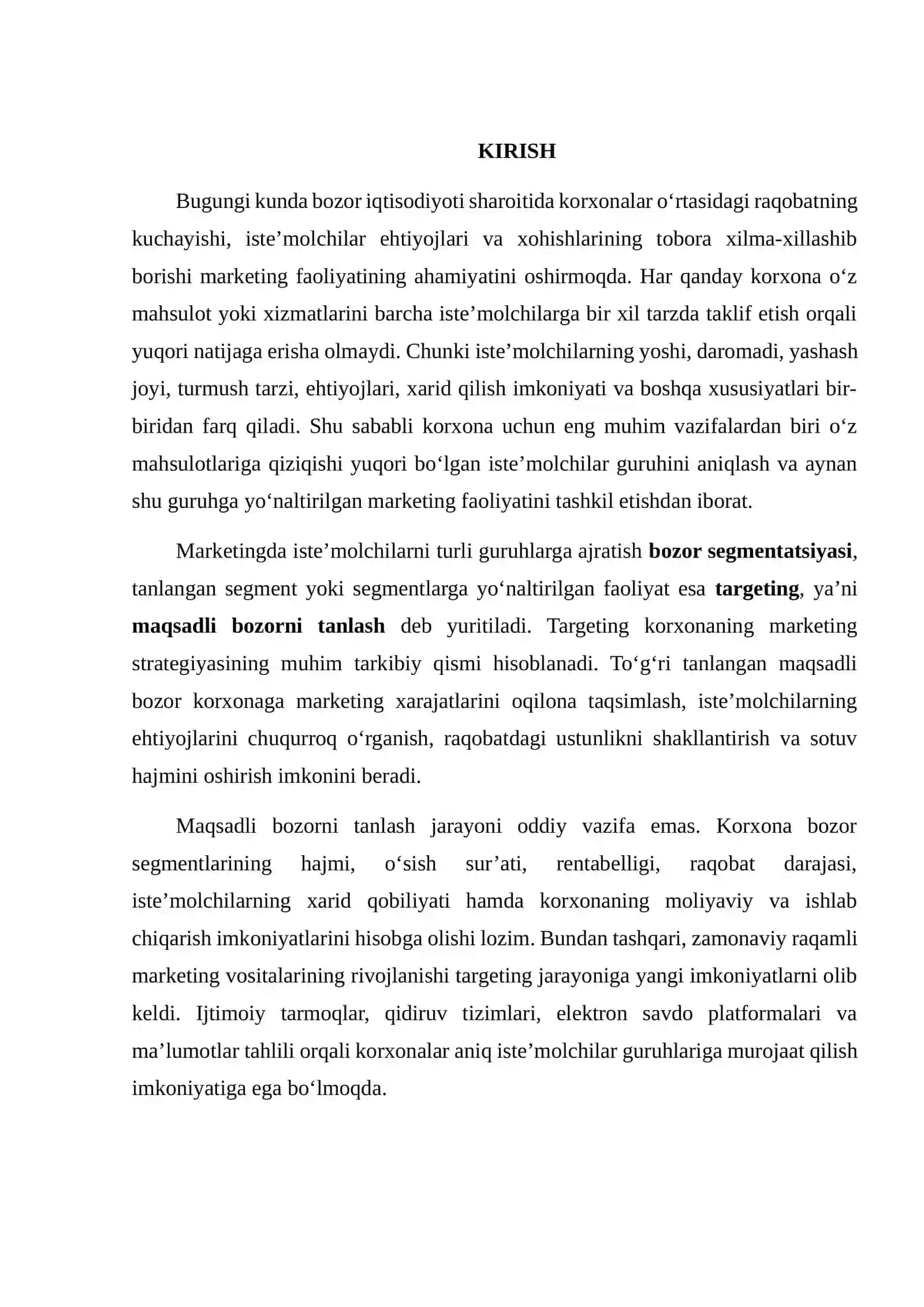 MAQSADLI BOZORNI TANLASH (TARGETING) 2