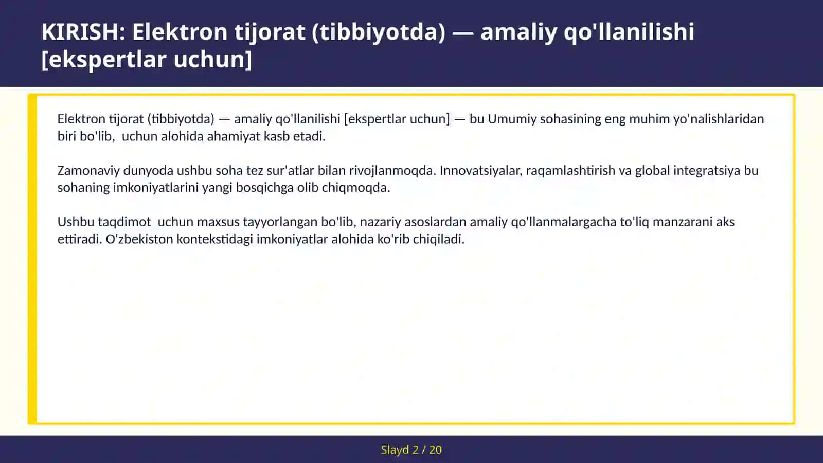 Elektron tijorat (tibbiyotda) — amaliy qo'llanilishi [ekspertlar uchun] 2