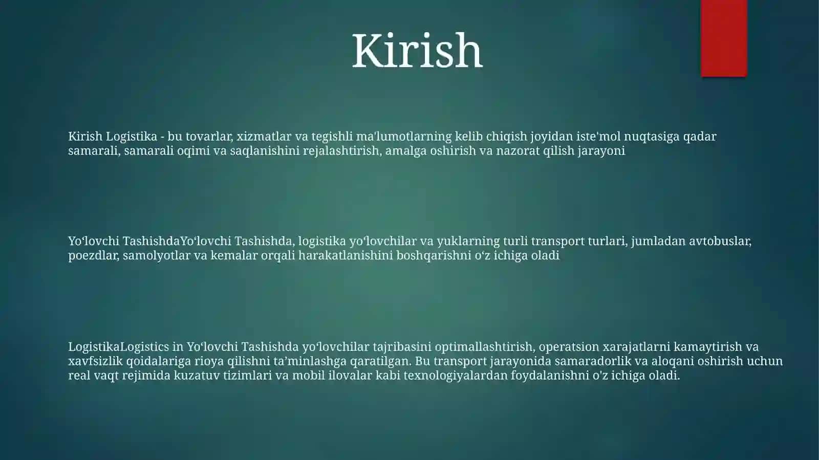 Kirish Logistika 2