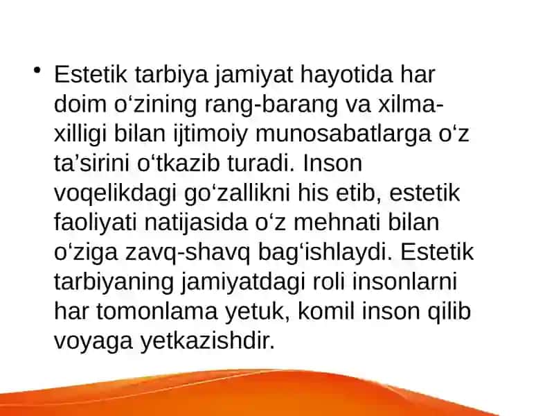 estetik tarbiganing turlari va yo‘nalishlari 2