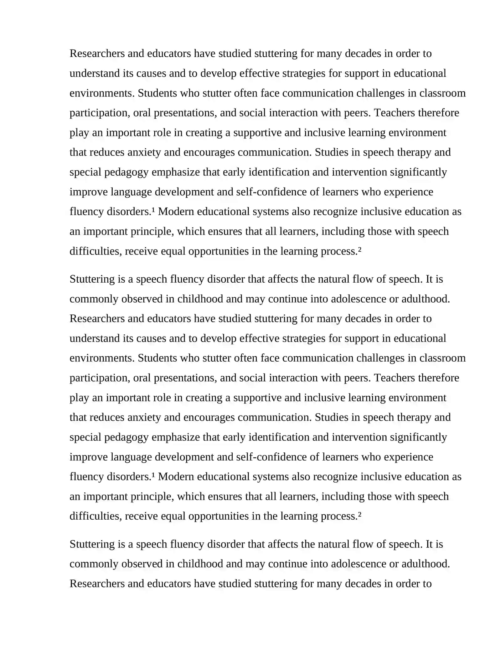Deep Research Techniques for Addressing Stuttering in the Classroom 2