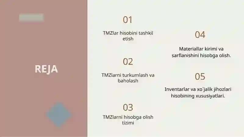 Tovar-moddiy zaxiralarning mohiyati, tarkibi va ular hisobining vazifalari 2