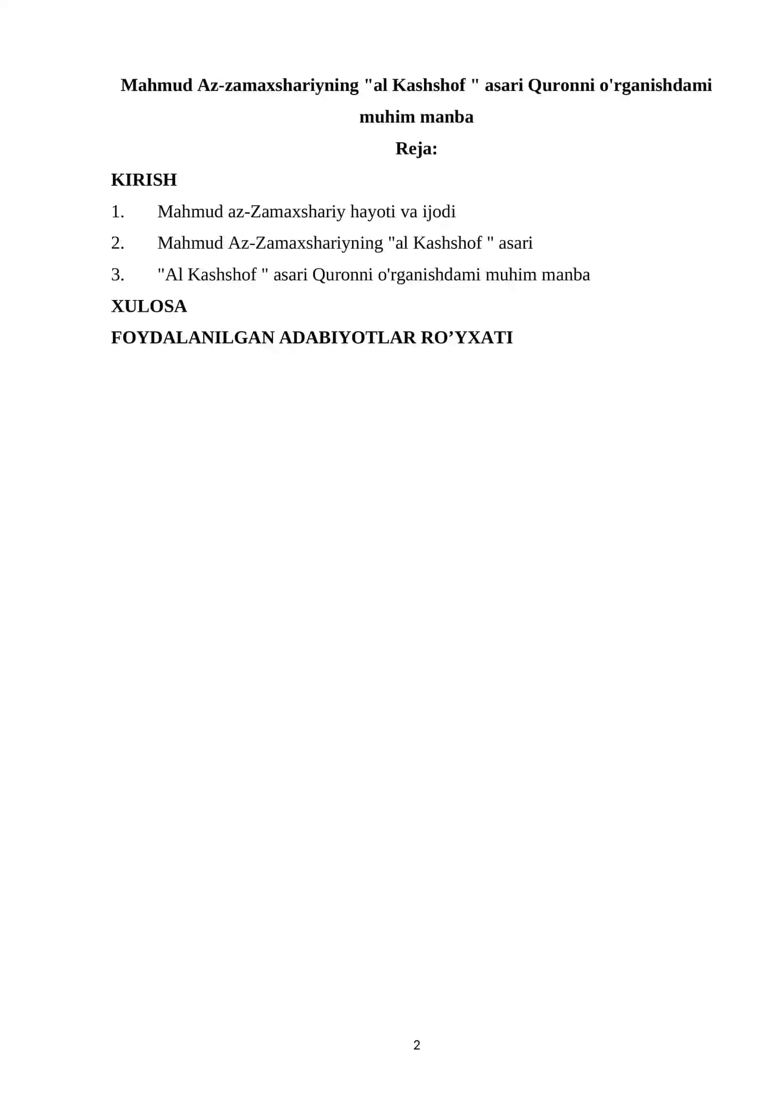 "Mahmud Az-zamaxshariyning "al Kashshof " asari Quronni o'rganishdami muhim manba" 2