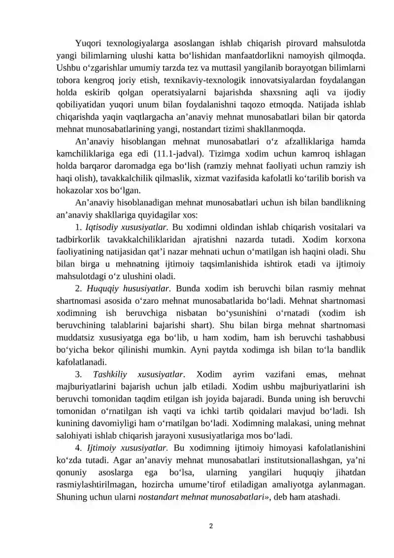 ISH BILAN BEQAROR BANDLIK: SHAKLLARI, IMKONIYATLARI VA MUAMMOLARI 2