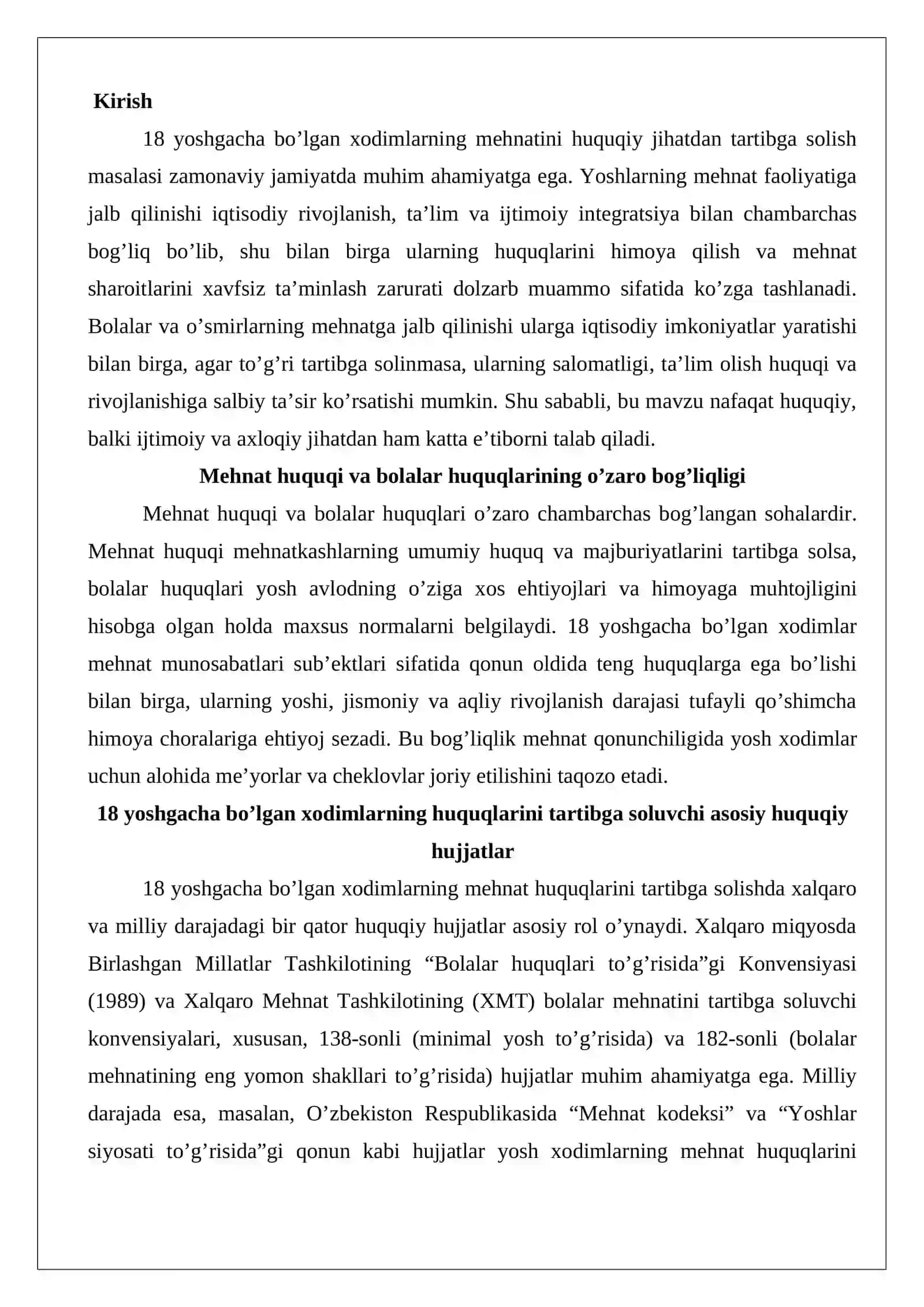 18 yoshgacha bo’lgan xodimlarning mehnatini huquqiy jihatdan tartibga solishning o’ziga xos xususiyatlari 2