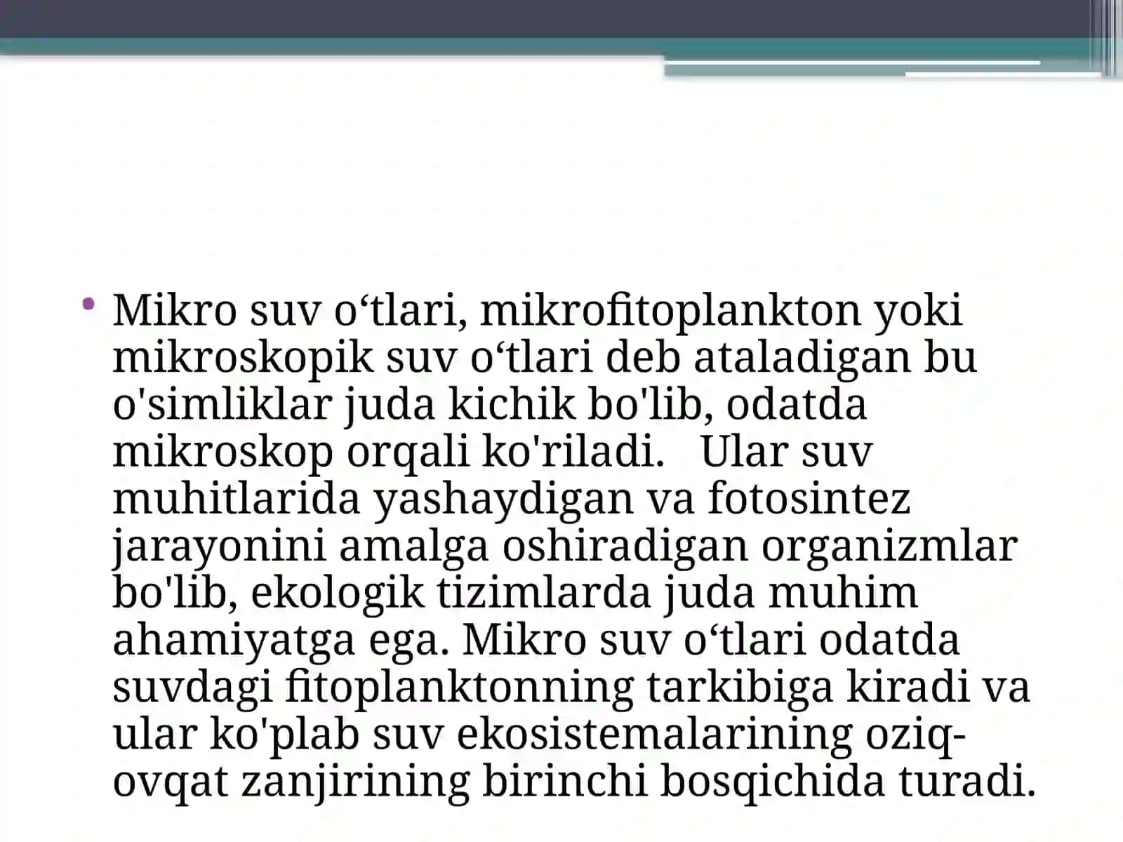 Mikro suv o'tlari 2