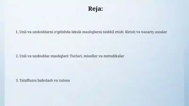Unli va undosh tovushlarni o‘rgatishda leksik mashqlarni tashkil etish 2