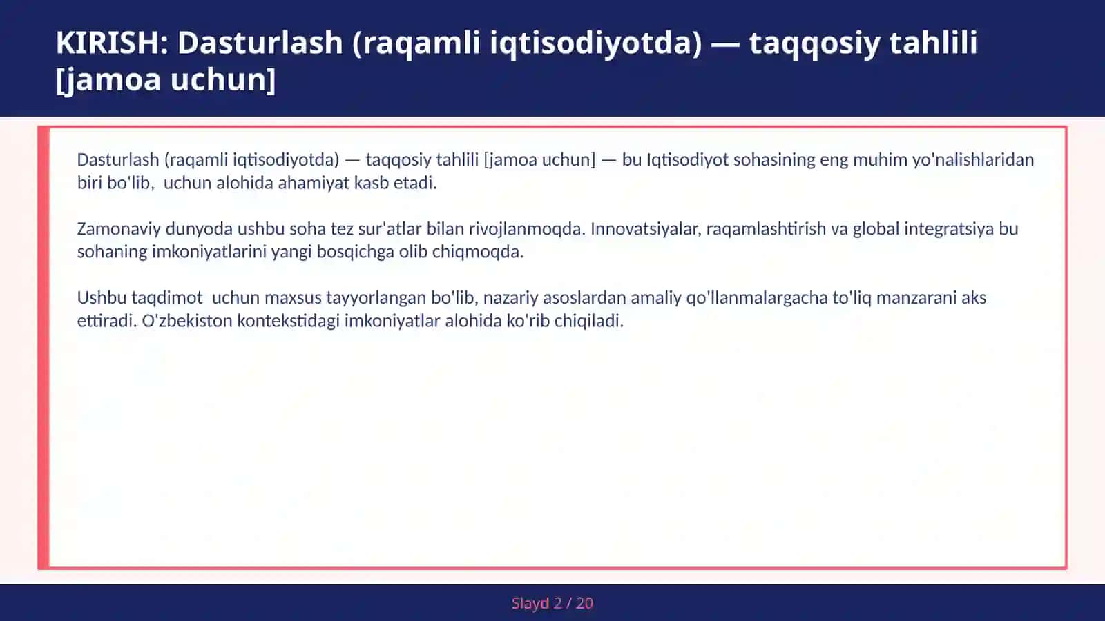 Dasturlash (raqamli iqtisodiyotda) — taqqosiy tahlili [jamoa uchun] 2