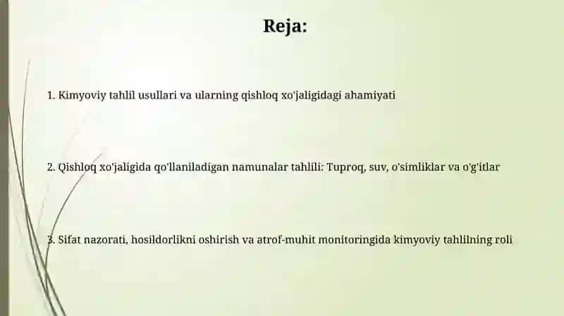 Kimyoviy analiz usullari va ularning qishloq xójaligida qòllanilishi 2