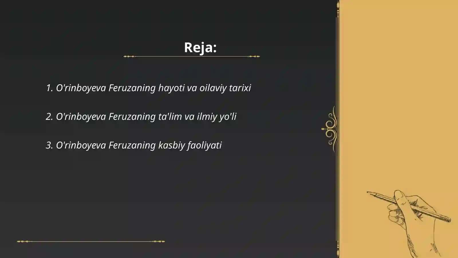 O'rinboyeva Feruzaning hayoti va oilaviy tarixi 2
