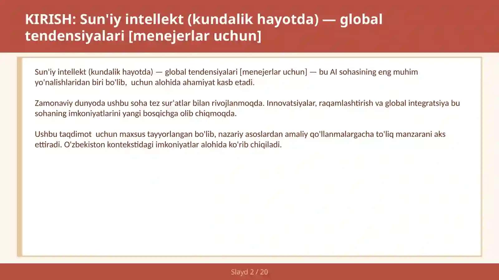 Sun'iy intellekt (kundalik hayotda) — global tendensiyalari [menejerlar uchun] 2