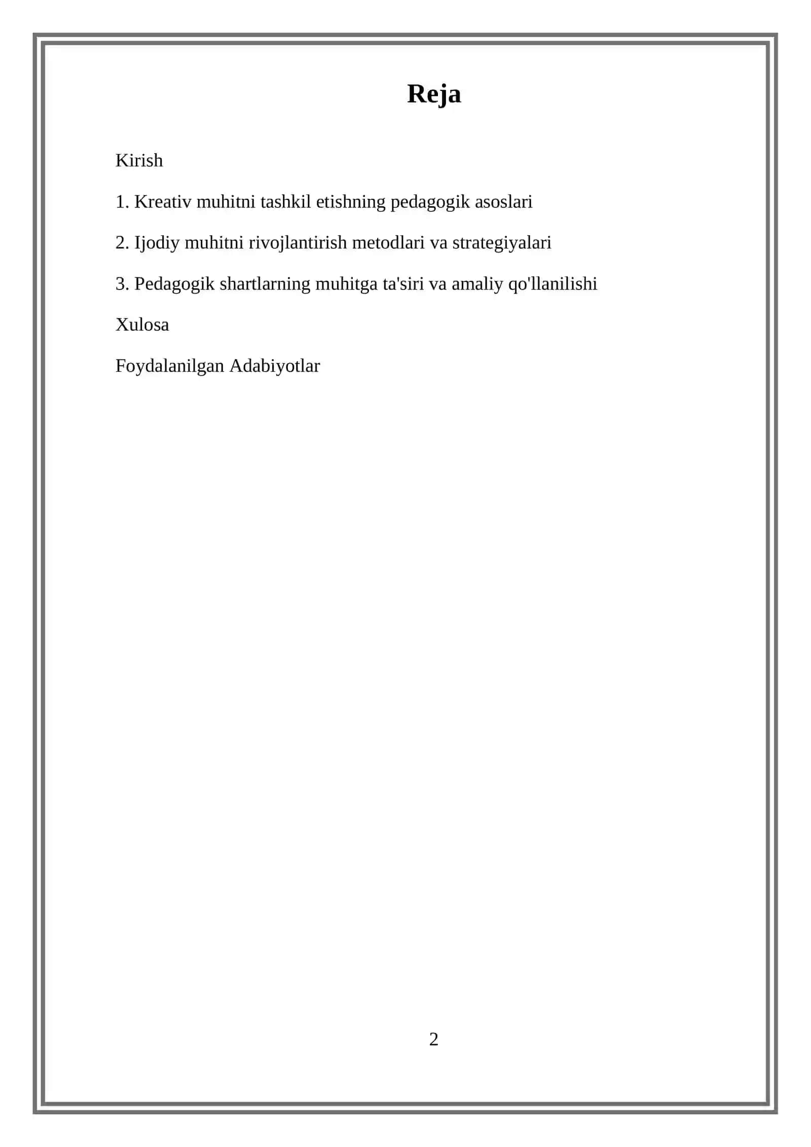 Kreativ Ta'lim Muhitini Shakllantirishning Pedagogik Shartlari 2