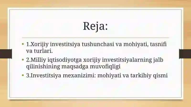Xorijiy investitsiyalarning nazariy asoslari 2