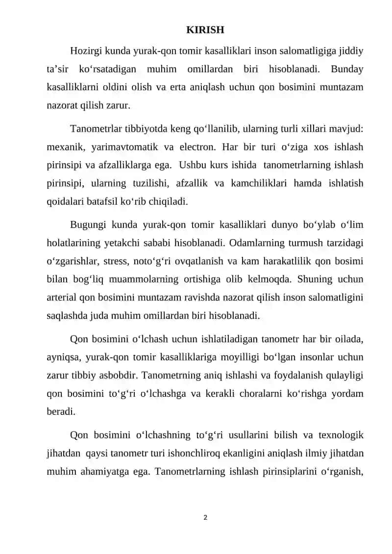 Tanometrning ishlash pirinsipi bilan tanishish. 2
