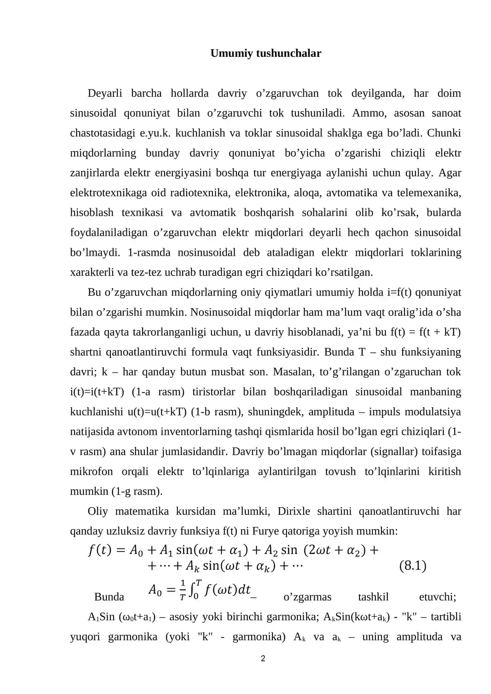 Nosinusoidal tokli zanjirni hisoblash 2