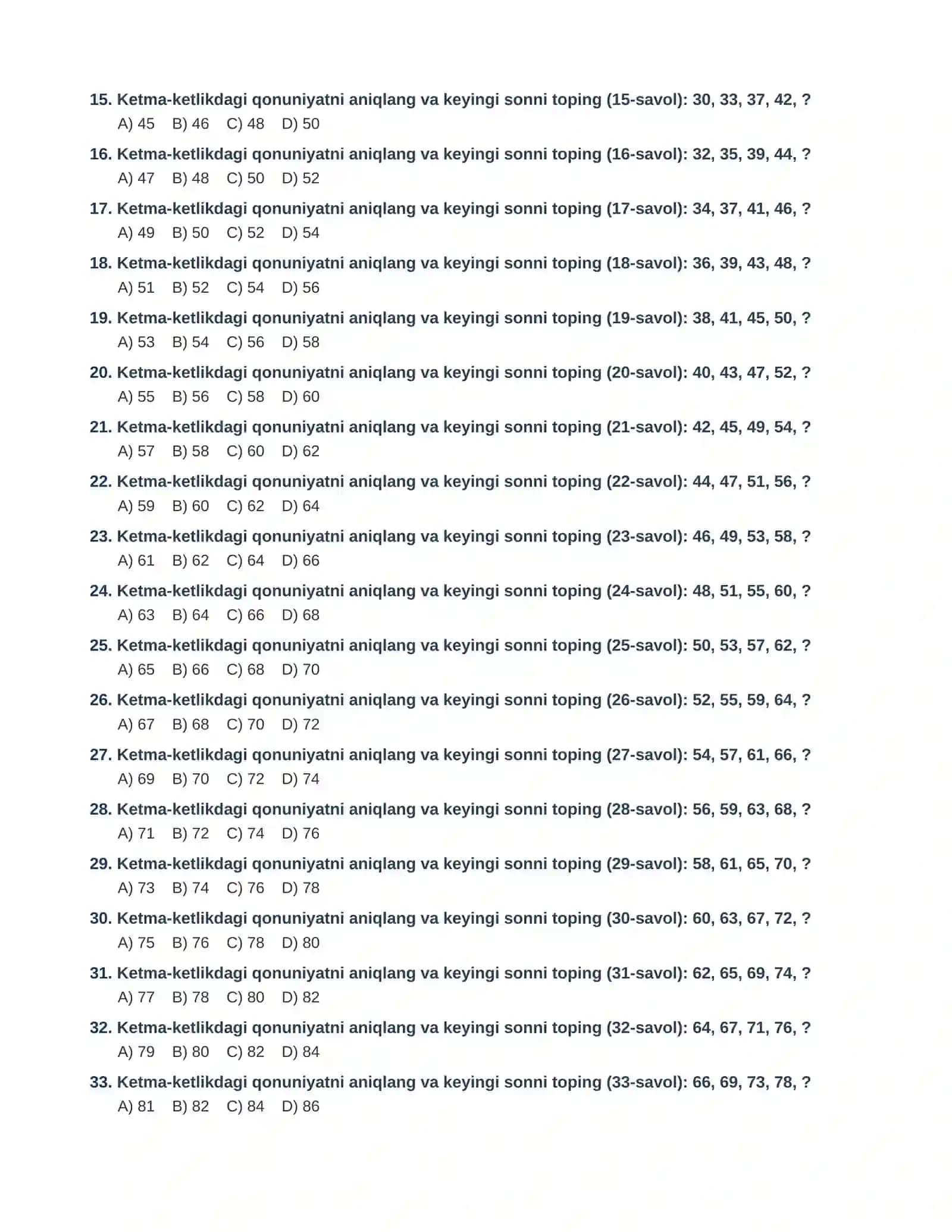 ARGOS IQ Test Savollari va To'liq Javoblari (Davlat xizmatchilari uchun) 2