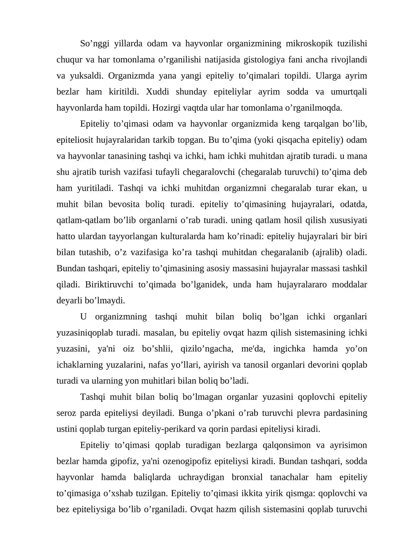 Epiteliy to’qimasi 2