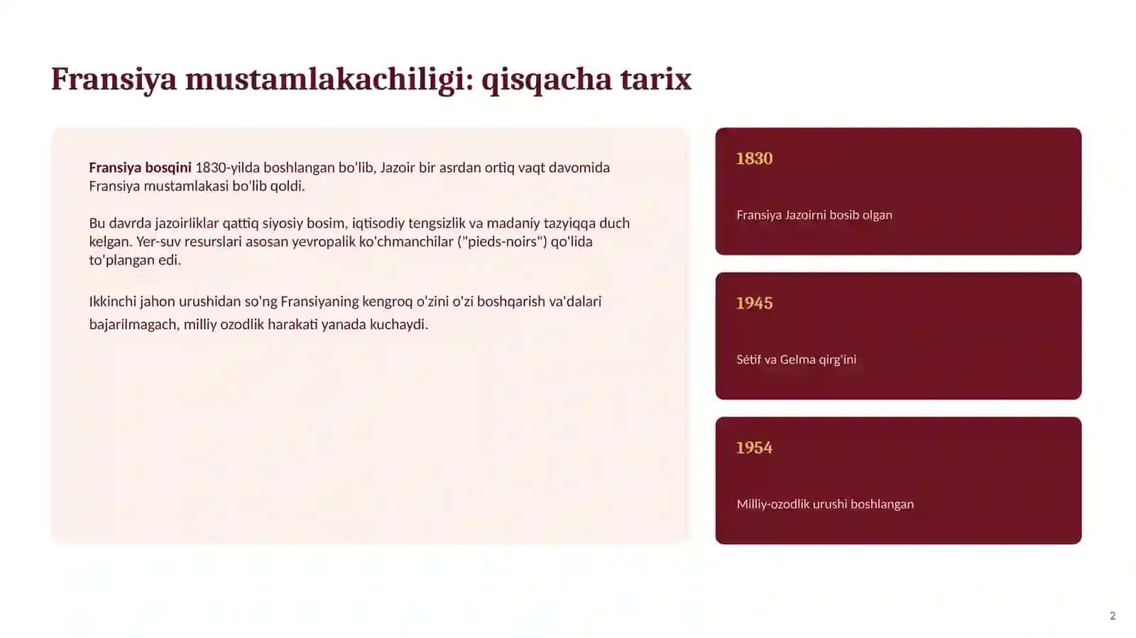 Jazoirning mustaqillik uchun kurashi (1954-1962) 2
