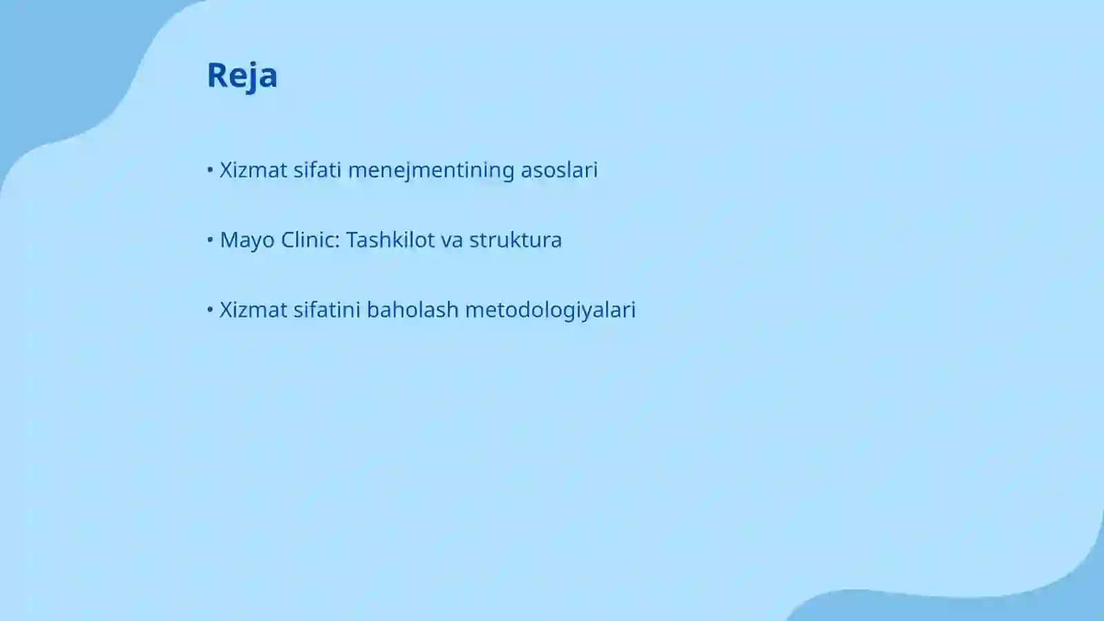 Tibbiyot muassasalarida xizmat sifati menejmenti (AQSh – Mayo Clinic misolida) 2