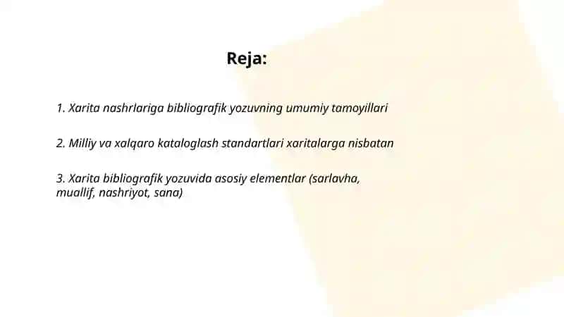 Xarita nashrlariga bibliografik yozuv tuzish 2