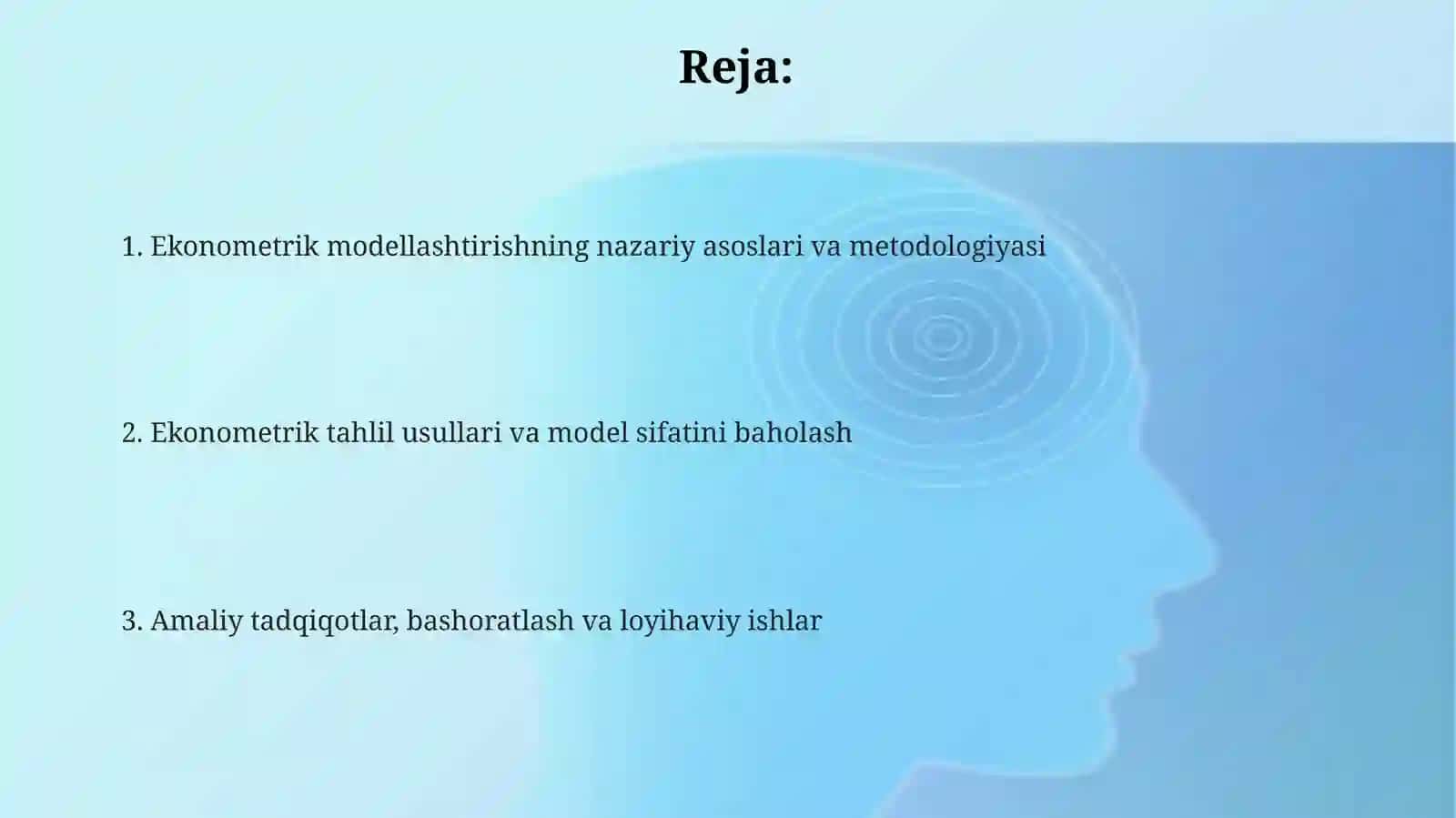 Amaliy ekonometrika fanning predetermined vazifalari 2