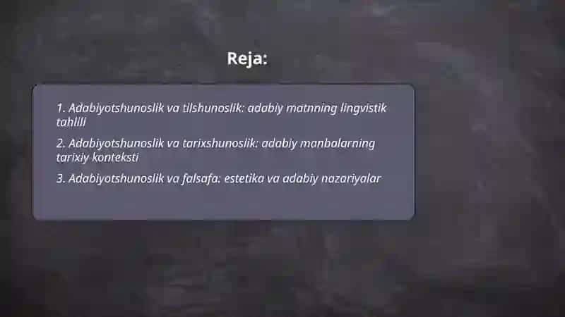 Adabiyotshunoslikning boshqa fanlar bilan aloqasi 2
