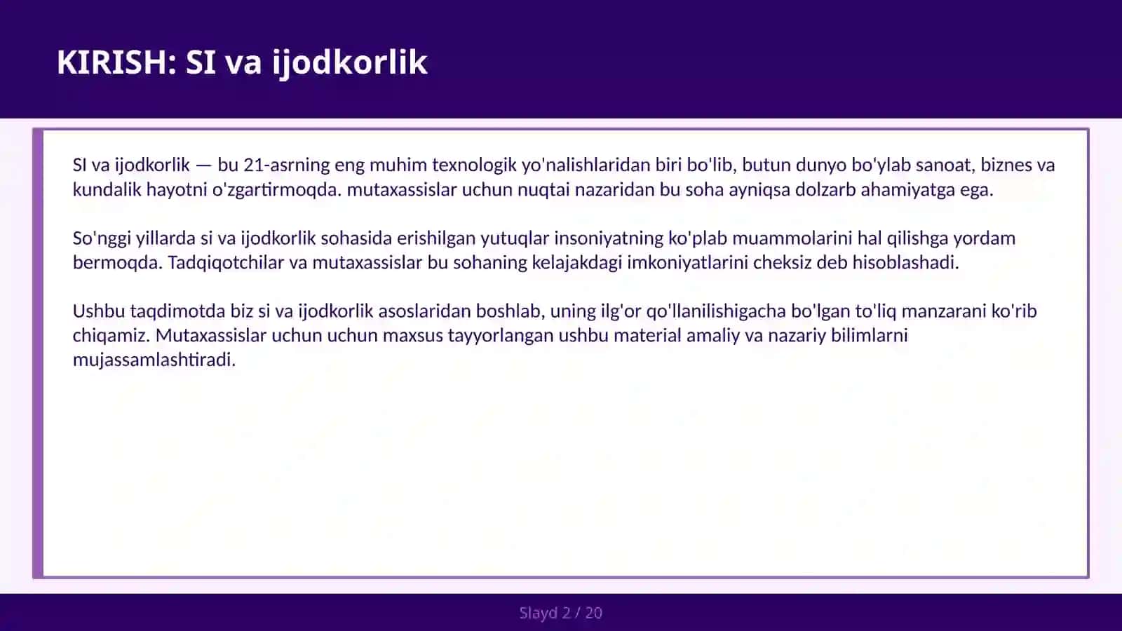 SI VA IJODKORLIK 2