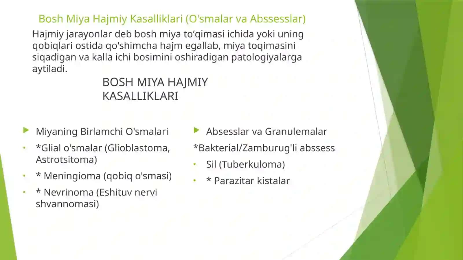 BOSH MIYA HAJMIY VA PARAZITAR KASALLIKLARI 2