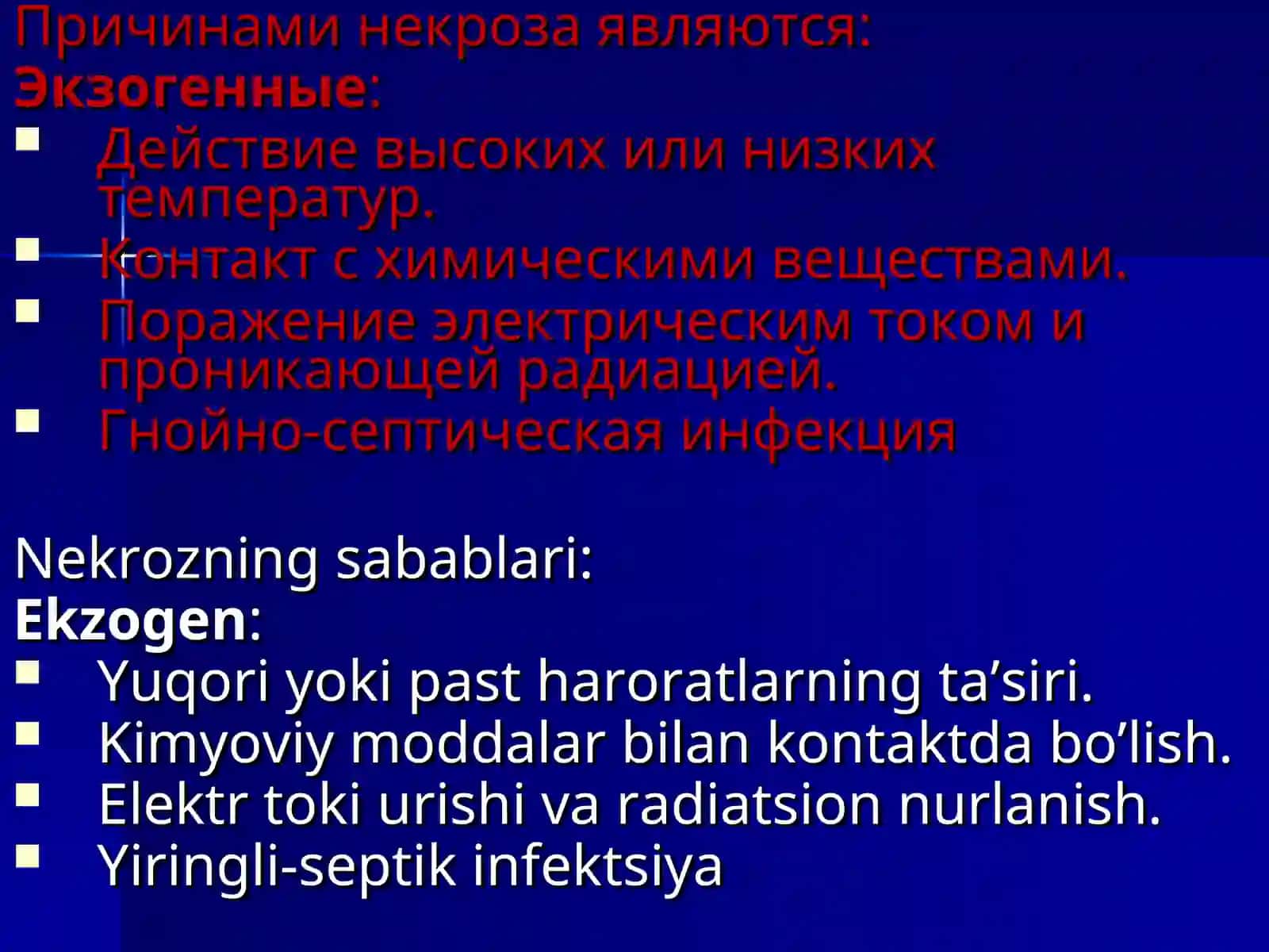 NEKROZLAR. GANGRENALAR.YARALAR, OQMA YARALAR (FISTULALAR) 2