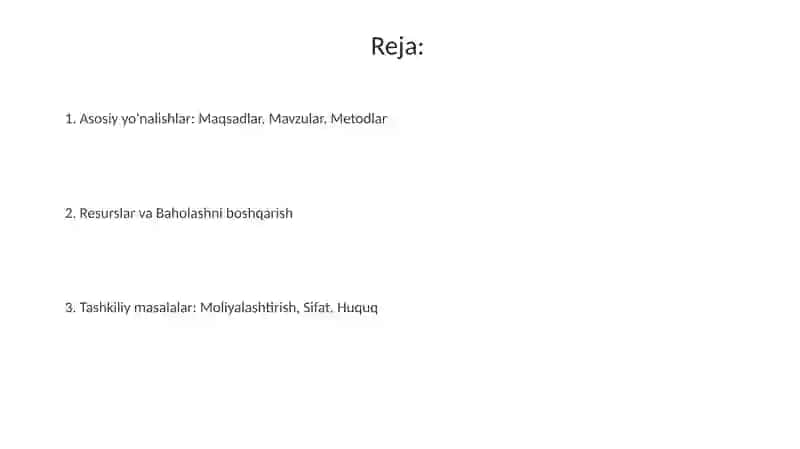 Ma’ruza Darslari Rejalashtirish 2