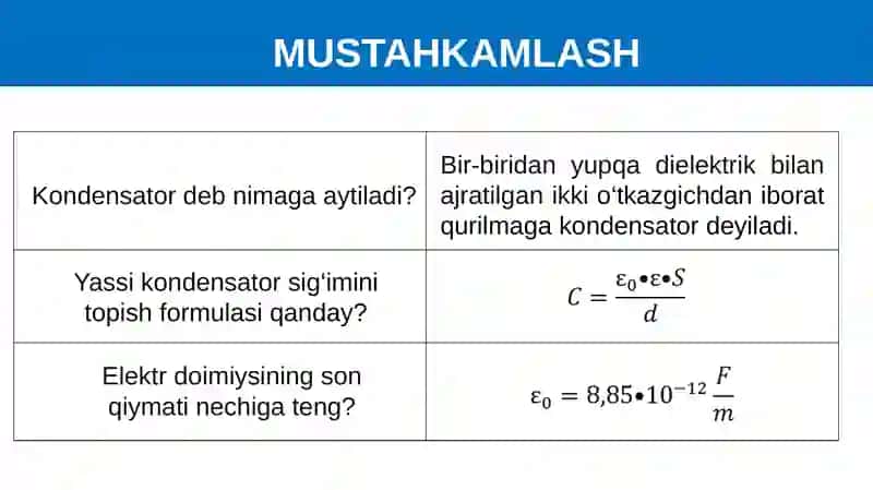 KONDENSATORLARNI KETMA-KET VA PARALLEL ULASH 2