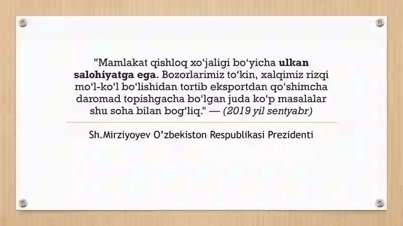 O'zbekiston Respublikasida qishloq xo'jaligidagi islohotlar 2