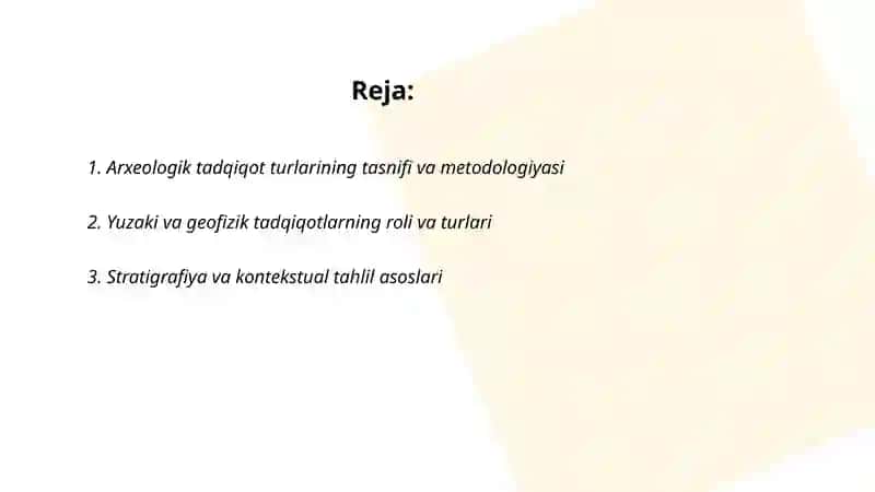 Arxeologik tadqiqot turlari va sanalashtirish muamolari 2
