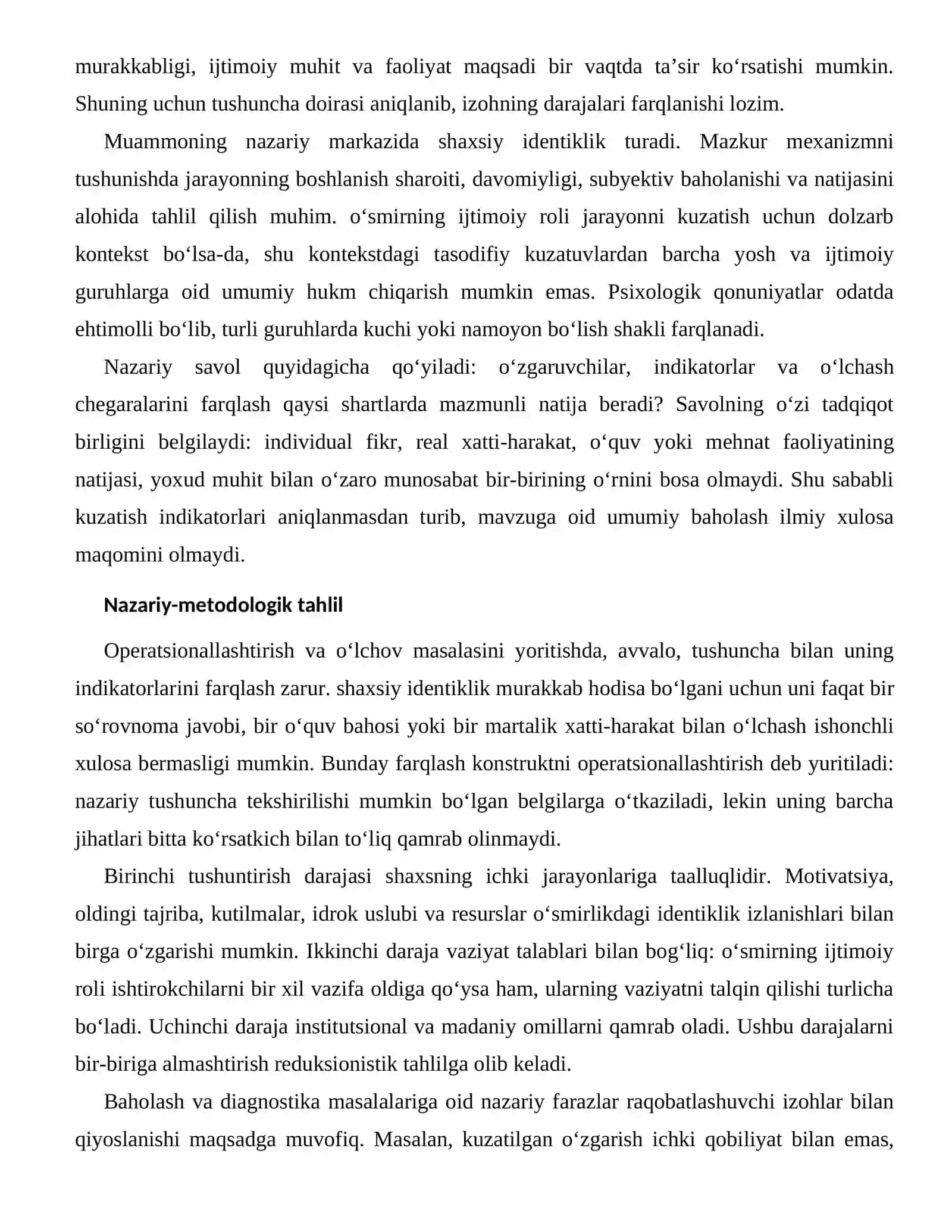O‘SMIRLIKDAGI IDENTIKLIK IZLANISHLARI — BAHOLASH VA DIAGNOSTIKA MASALALARI 2