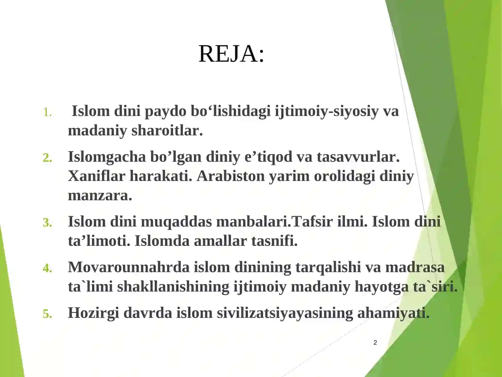 Islom dinitarixi va mohiyati 2