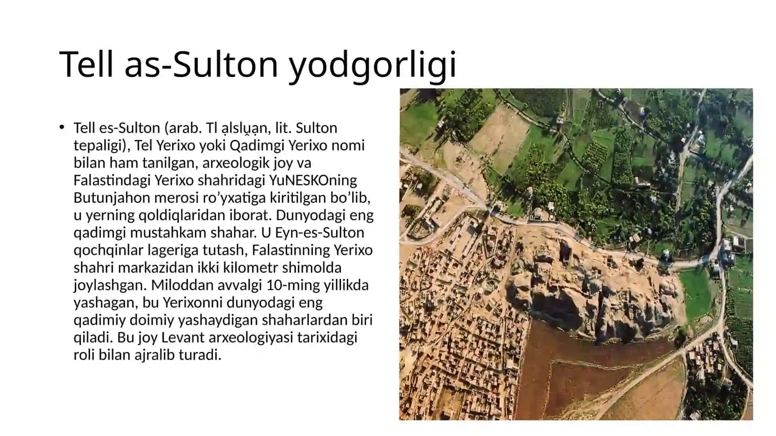 Old Osiyoning neolit davri arxeologiyasi Tell as-Sulton. 2