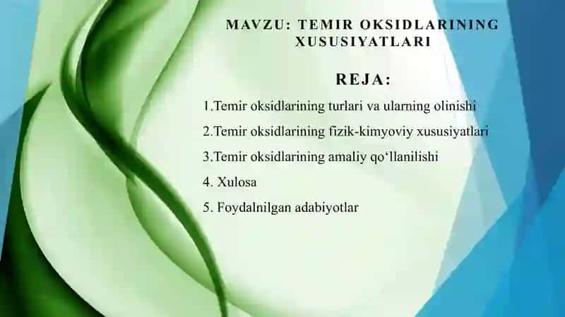 TEMIR OKSIDLARINING XUSUSIYATLARI 2