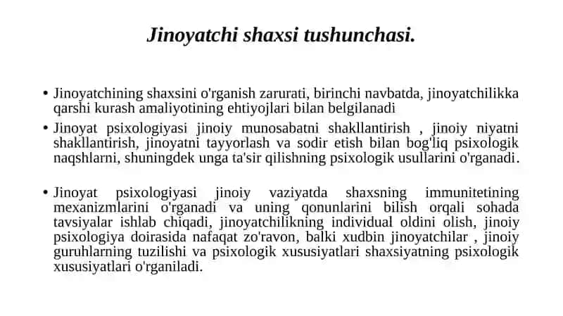 Jinoyatchi shaxsin psixologik tahlil qilish 2