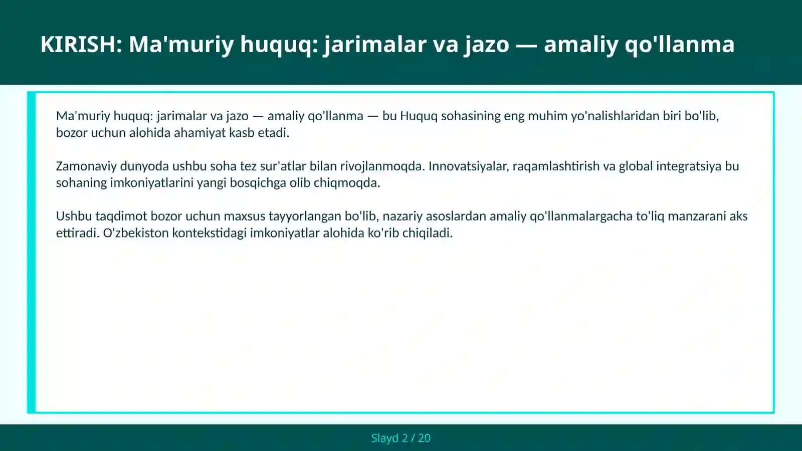 Ma'muriy huquq: jarimalar va jazo — amaliy qo'llanma 2