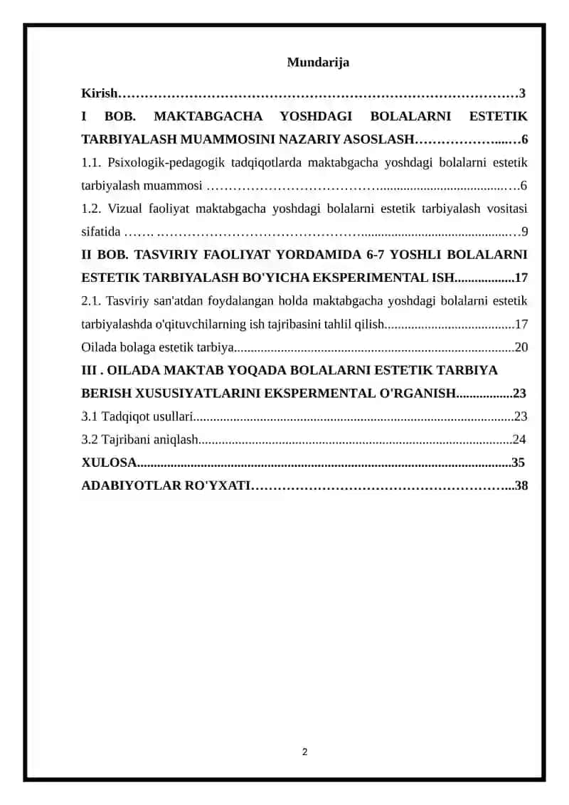 MAKTABGA TAYYORLOV (6YOSHDAN 7 YOSHGACHA ) GURUHDAGI BOLALARNING ESTETIK TARBIYASINI RIVOJLANISHIDAGI O‘ZIGA XOSLIGI 2