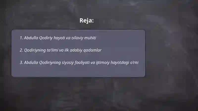 Abdulla Qodiriy hayoti va Mehrobdan Chayon asari 2
